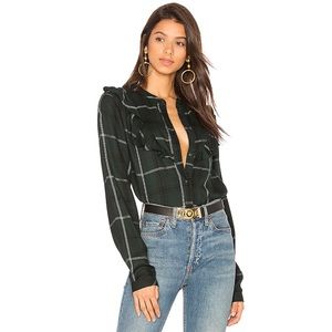 Sanctuary ruffle prairie top meadow green plaid